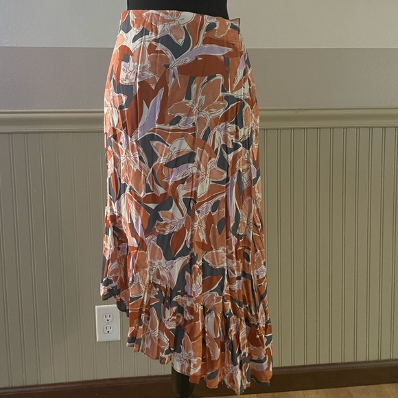 Nine West Pink Black Asymmetrical Wrap Midi Skirt - Picture 1 of 12